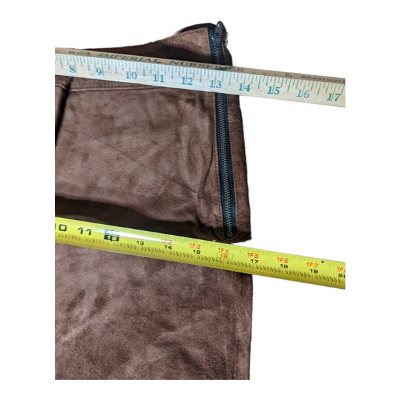 Volcom Sz 5 Brown Suede Leather Pants Lg Flare Bell Bottom 60s 70s Hippy Costume - Picture 6 of 16